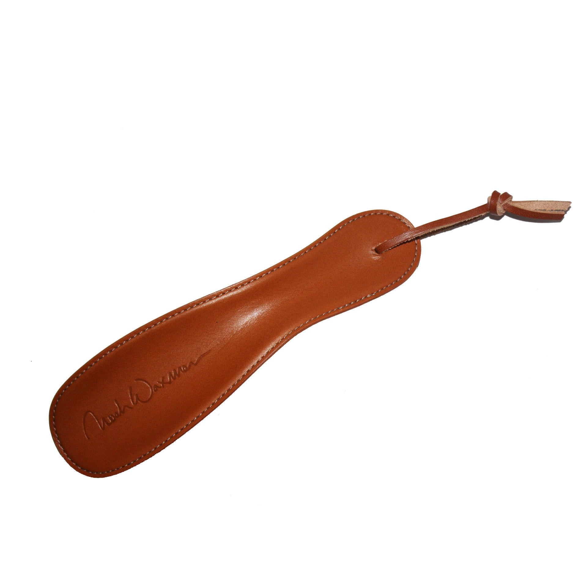 shoe horns, leather, different lengths, burnished brown, cognac, beige, small, large